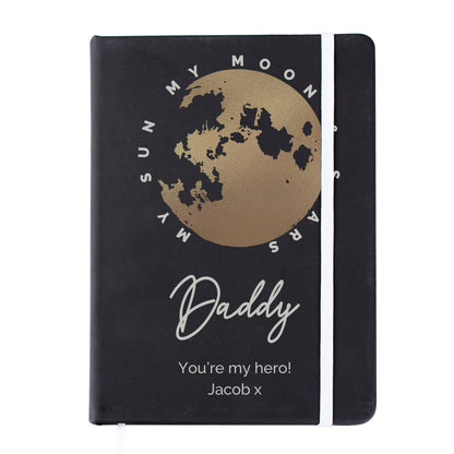 Personalised Moon & Stars Black Hardback Notebook - image 5