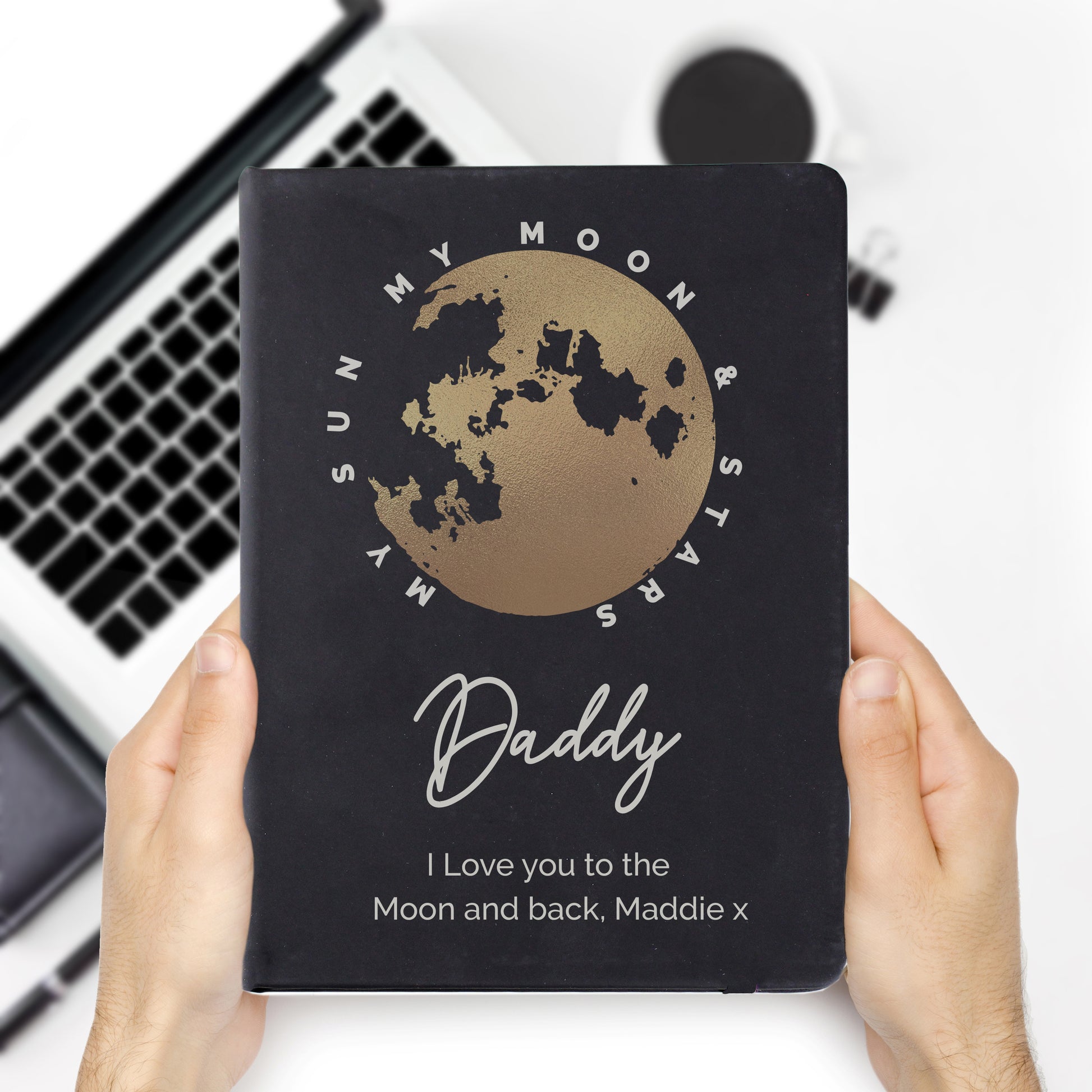 Personalised Moon & Stars Black Hardback Notebook - image 9