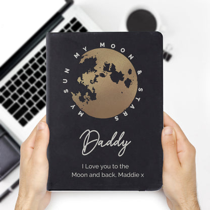 Personalised Moon & Stars Black Hardback Notebook - image 9