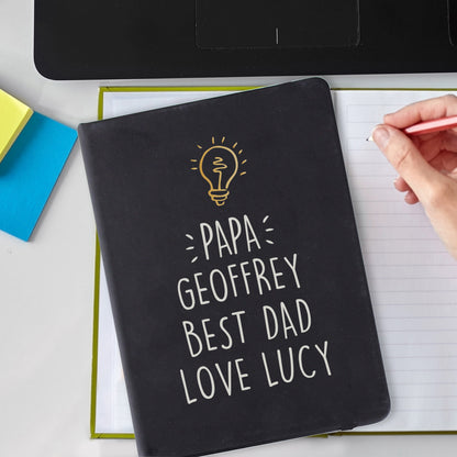 Personalised Light Bulb Black Hardback Notebook from Heartfelt Gifts