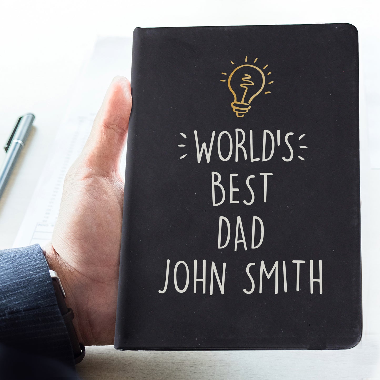Personalised Light Bulb Black Hardback Notebook - image 2