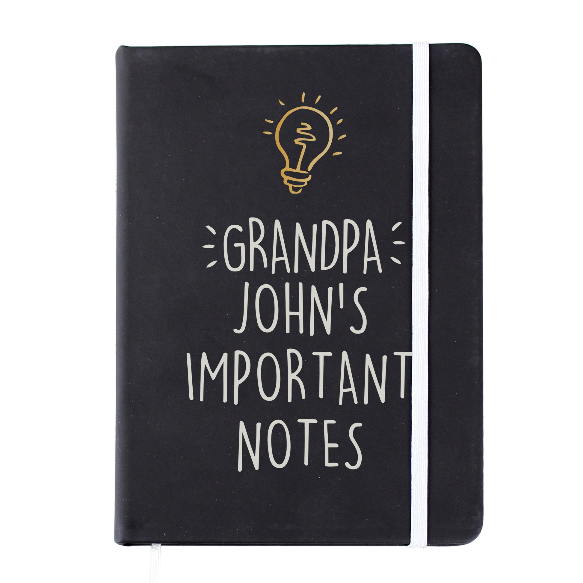 Personalised Light Bulb Black Hardback Notebook - image 5