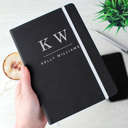 Personalised Initials Black Hardback Notebook - image 4