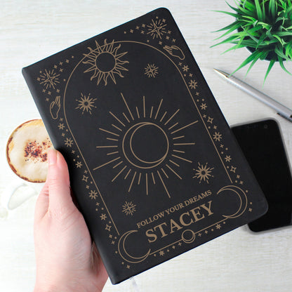 Personalised Celestial Black Hardback Notebook from Heartfelt Gifts