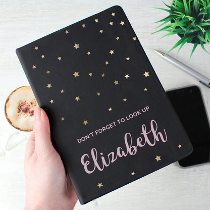 Personalised Starry Black Hardback Notebook from Heartfelt Gifts