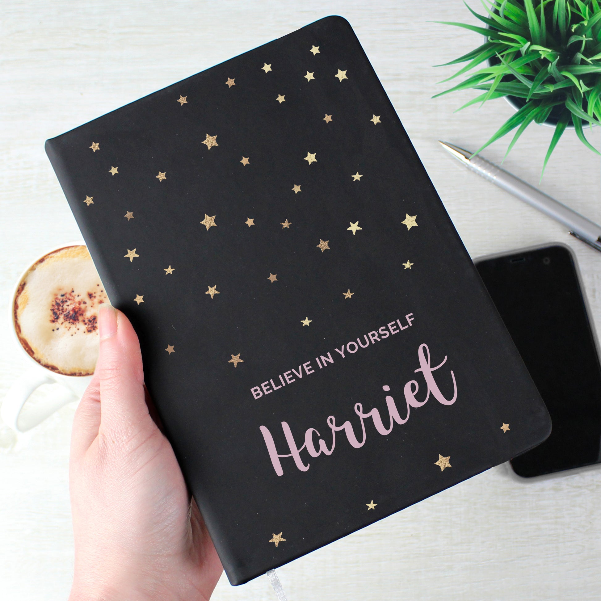 Personalised Starry Black Hardback Notebook - image 2