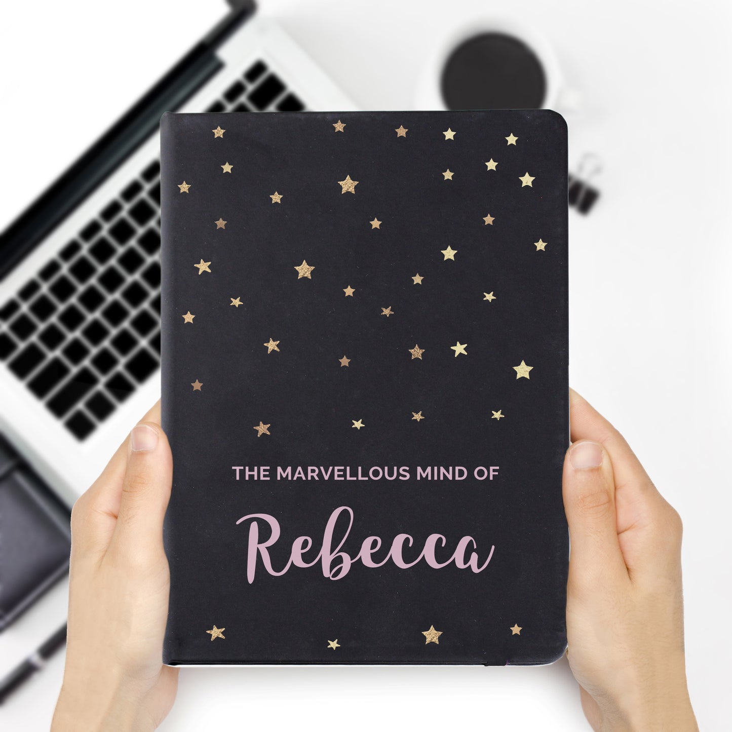 Personalised Starry Black Hardback Notebook - image 3