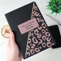 Personalised Leopard Print Black Hardback Notebook from Heartfelt Gifts