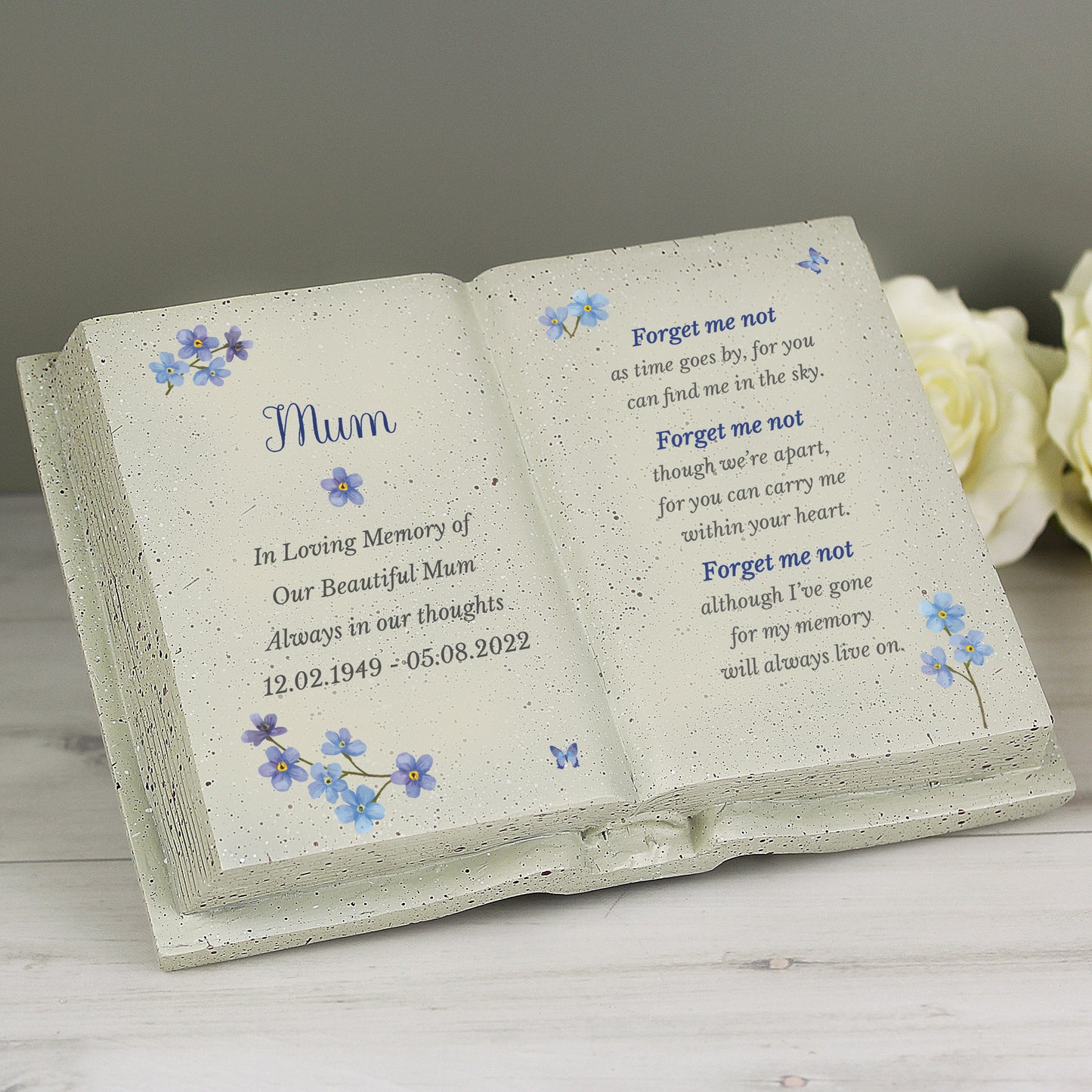 Personalised Forget Me Not Memorial Resin Book - image 2