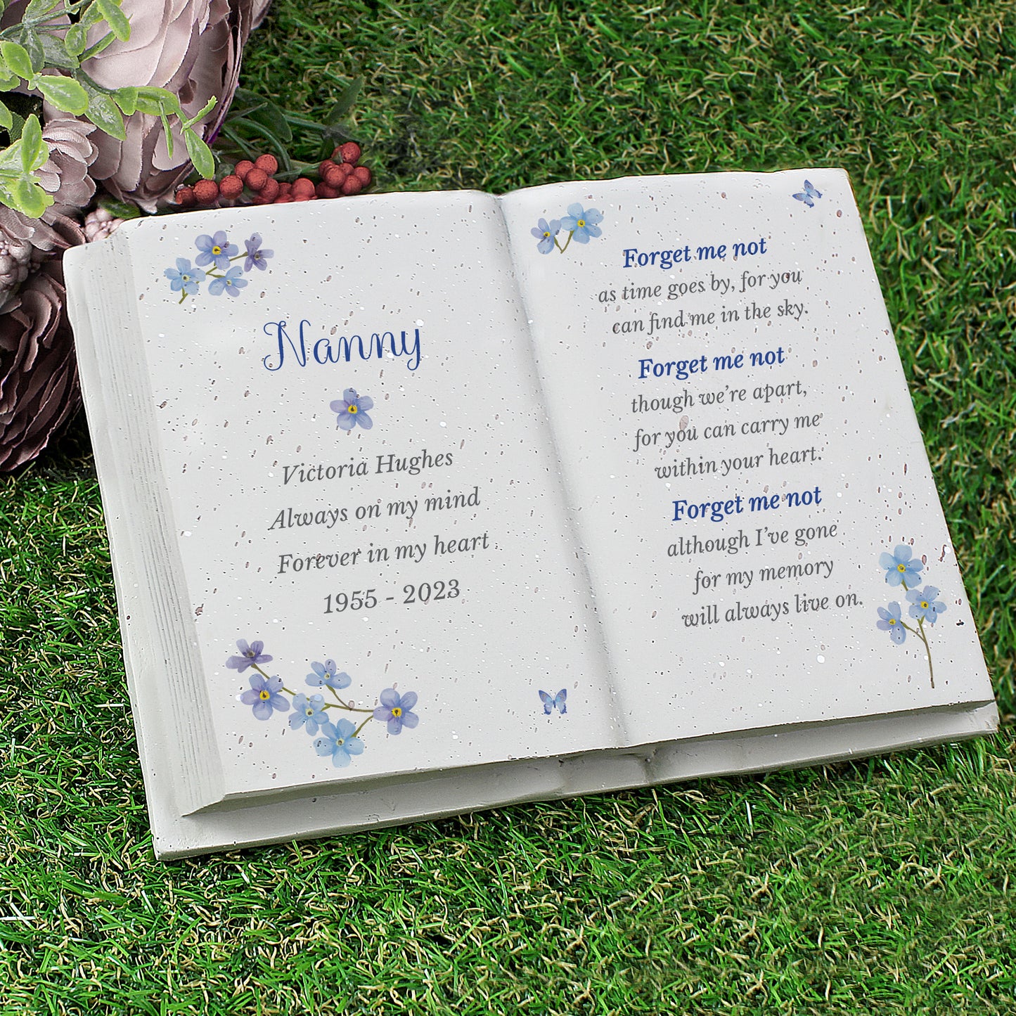 Personalised Forget Me Not Memorial Resin Book - image 3