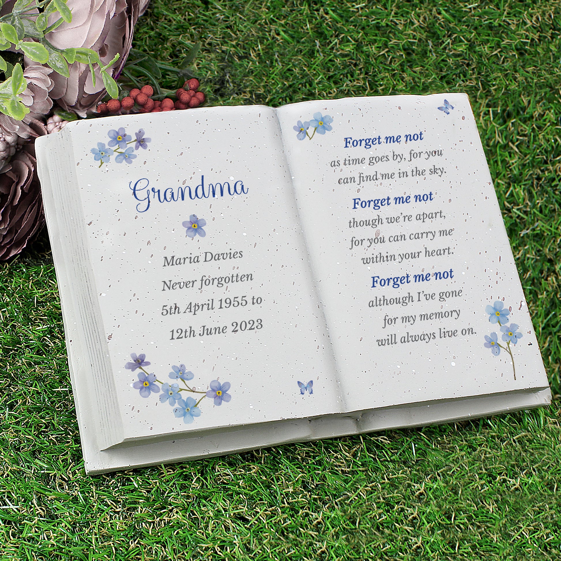 Personalised Forget Me Not Memorial Resin Book - image 4