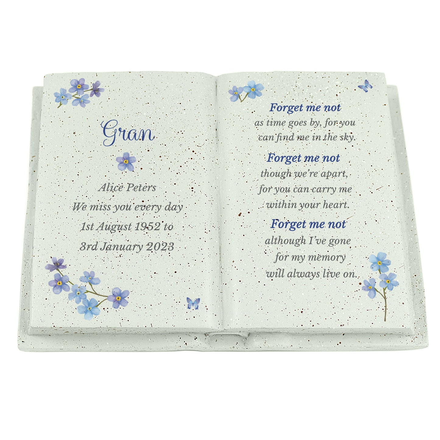Personalised Forget Me Not Memorial Resin Book - image 5