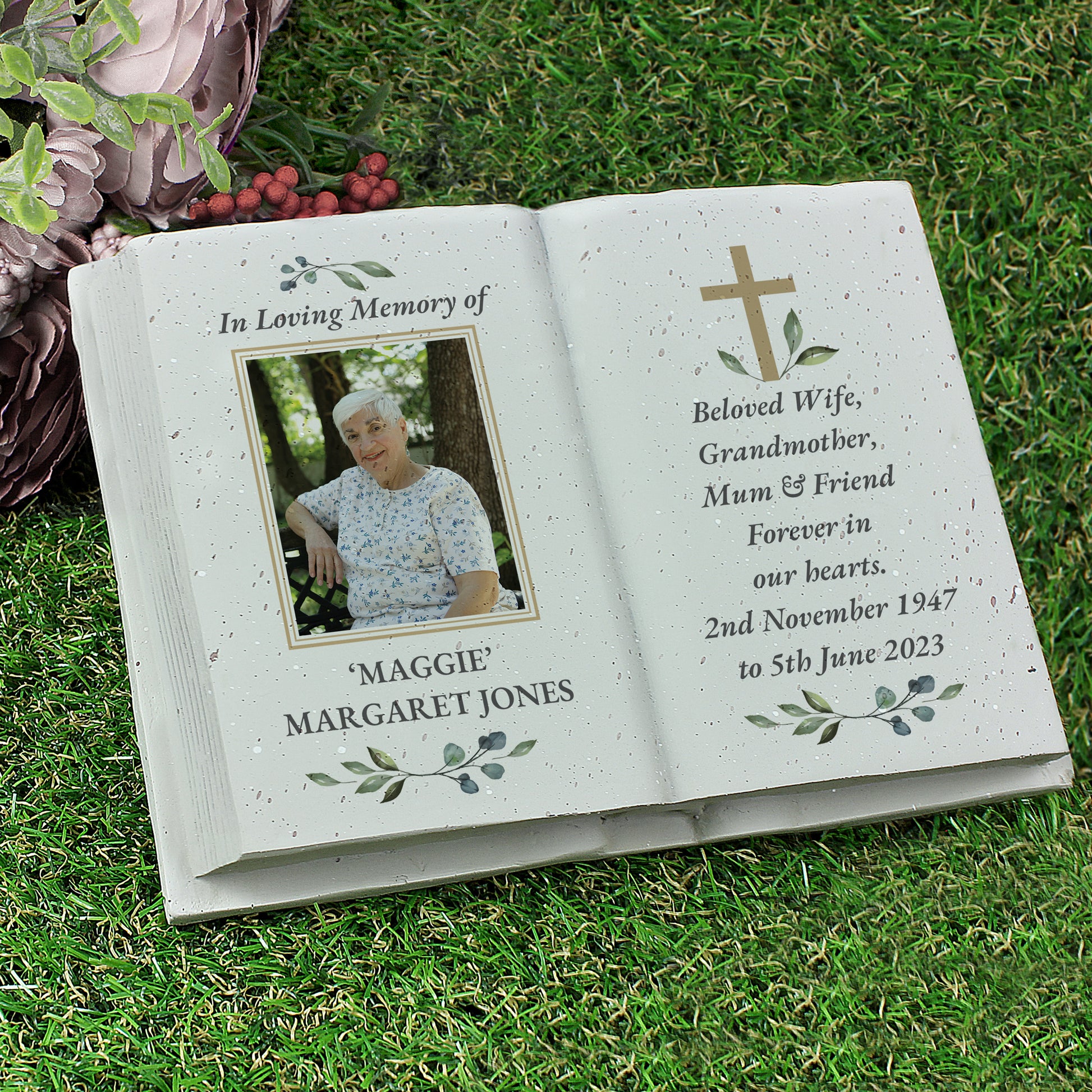 Personalised Memorial Cross Photo Upload Resin Book from Heartfelt Gifts