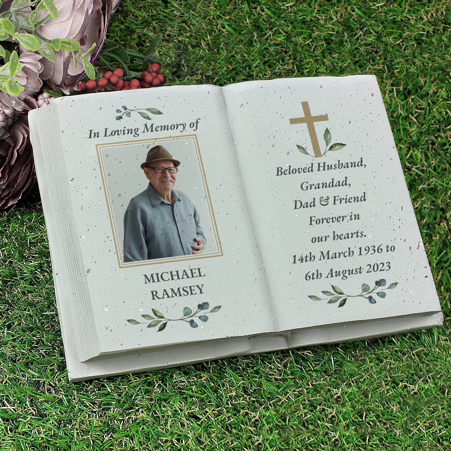 Personalised Memorial Cross Photo Upload Resin Book - image 3