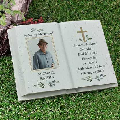 Personalised Memorial Cross Photo Upload Resin Book - image 3
