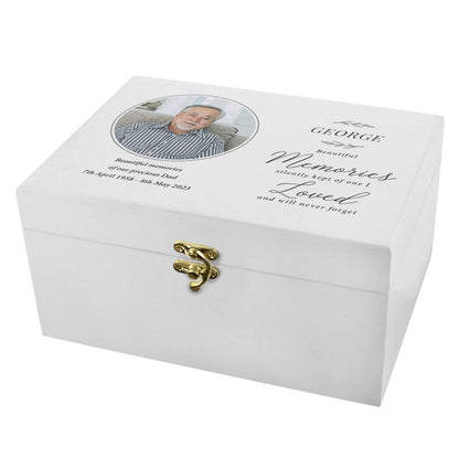 Personalised Memorial Photo Upload White Wooden Box - image 5