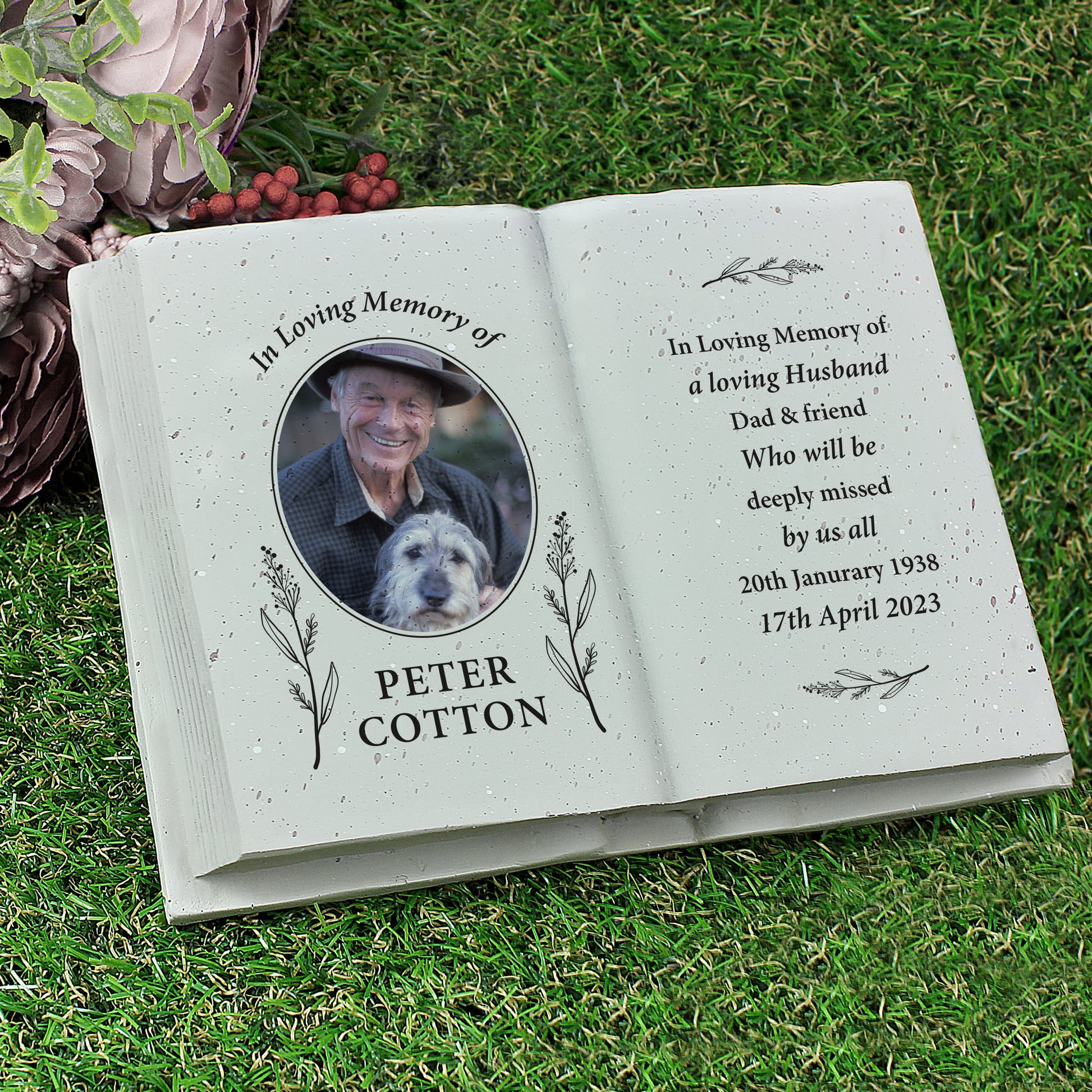 Personalised Botanical Memorial Photo Upload Resin Book from Heartfelt Gifts