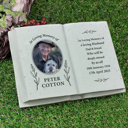 Personalised Botanical Memorial Photo Upload Resin Book from Heartfelt Gifts