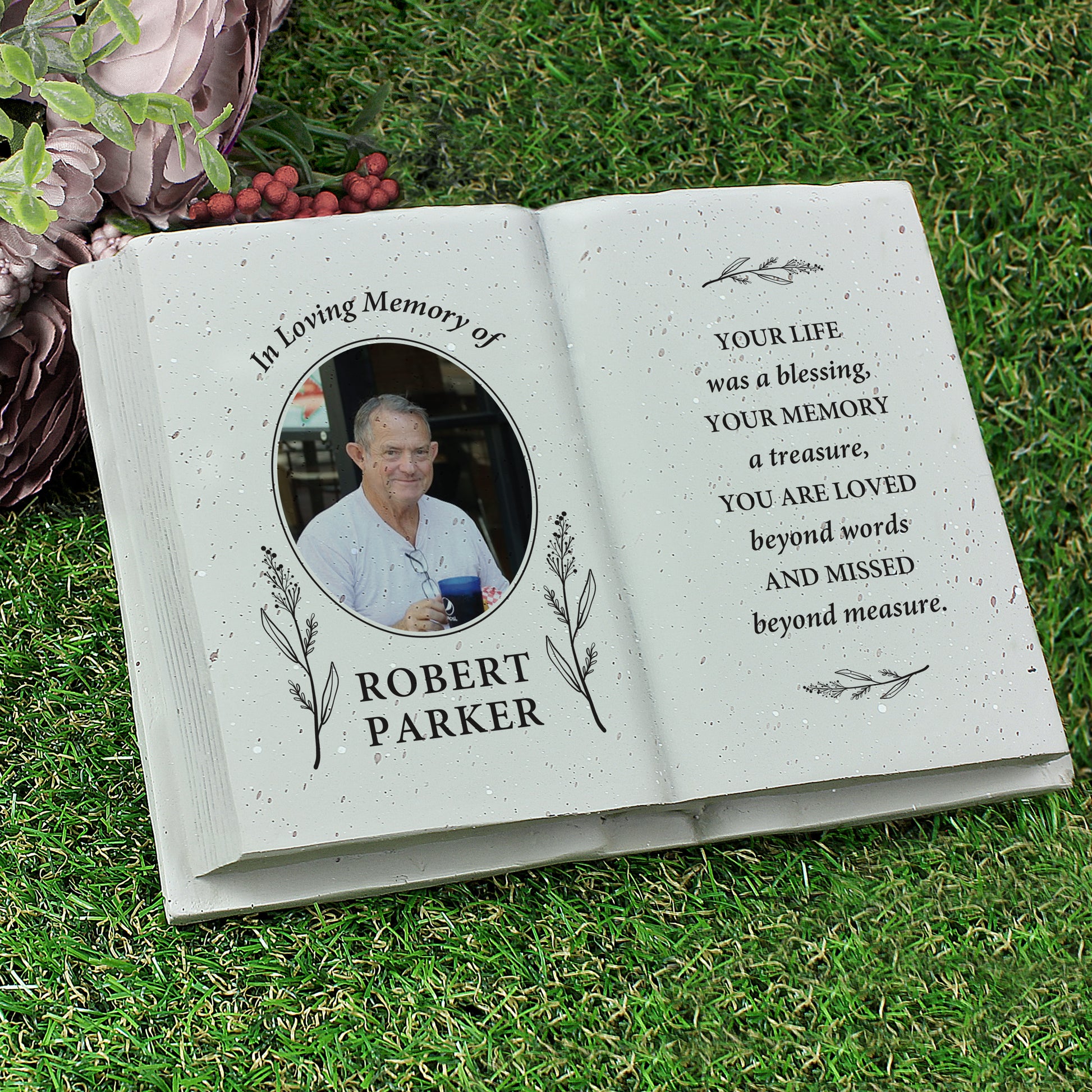 Personalised Botanical Memorial Photo Upload Resin Book - image 3