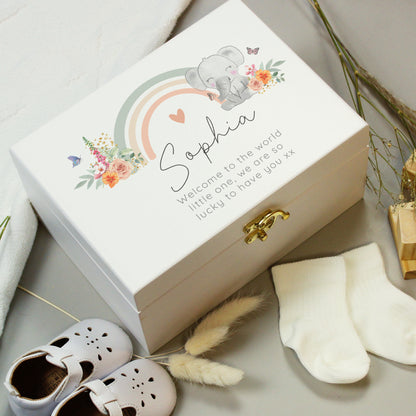 Personalised Elephant Wooden Keepsake Box from Heartfelt Gifts