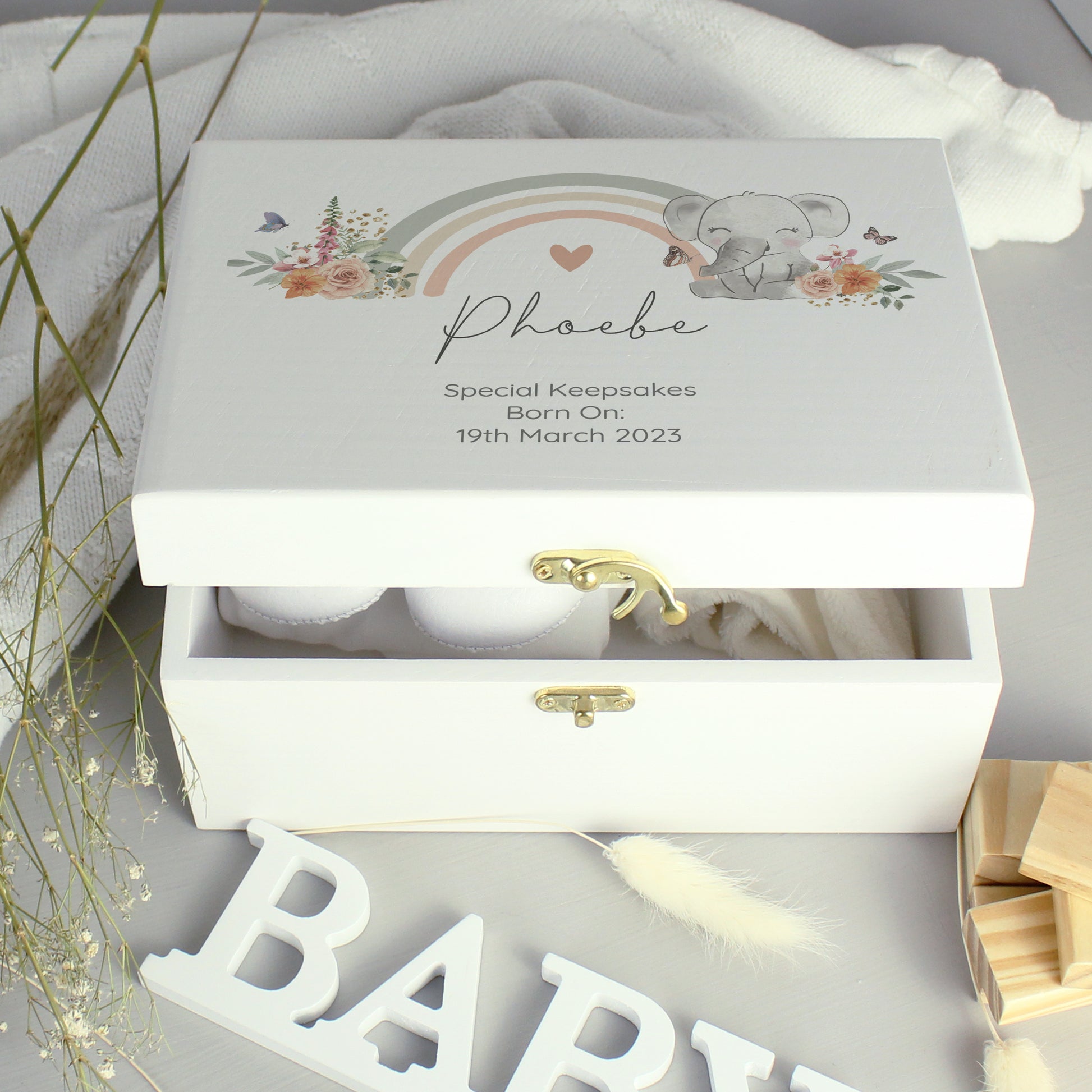 Personalised Elephant Wooden Keepsake Box - image 3
