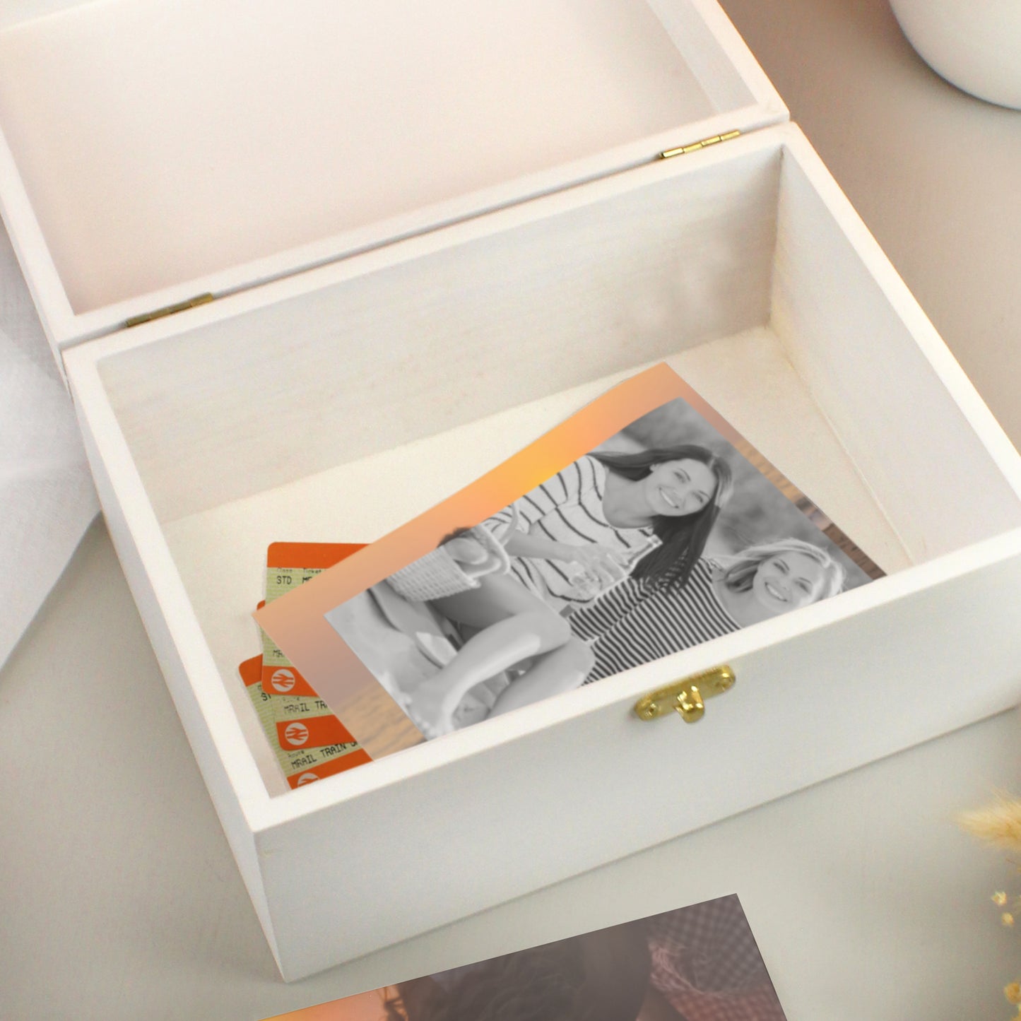 Personalised Gold Heart White Memory Box - image 4