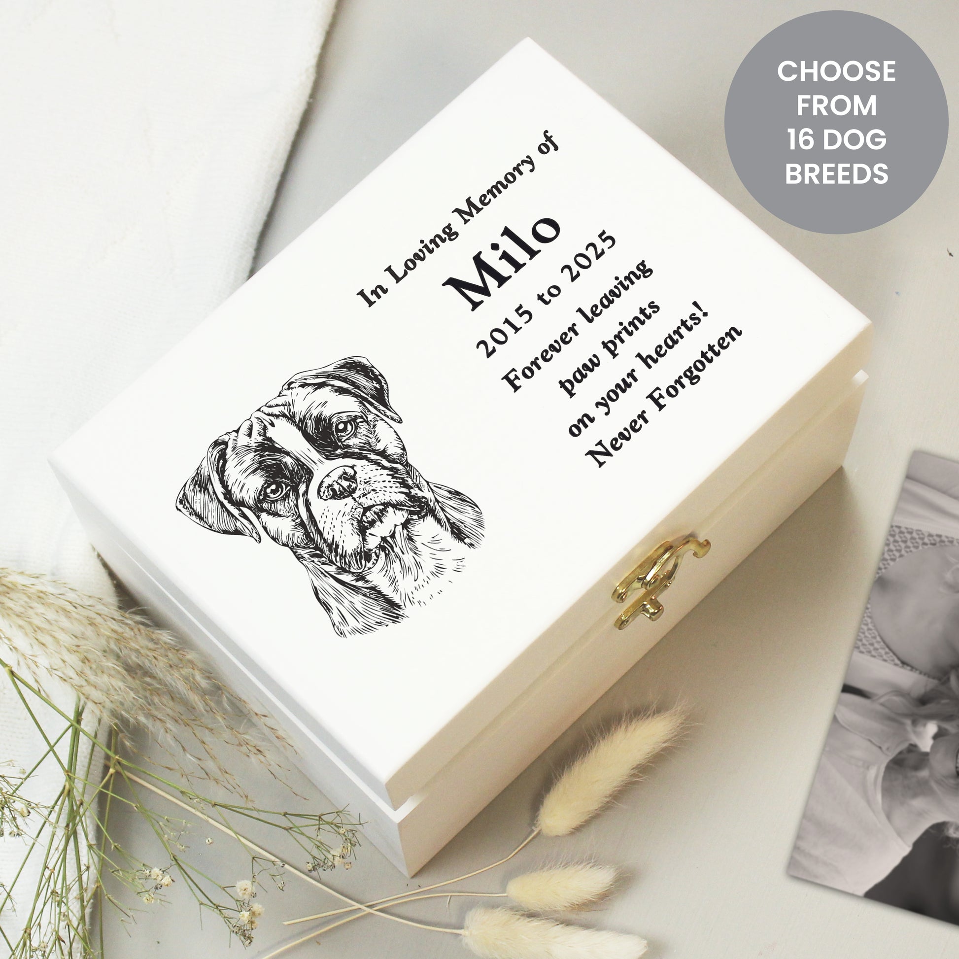 Personalised Dog Breed Memorial Small Keepsake Box from Heartfelt Gifts