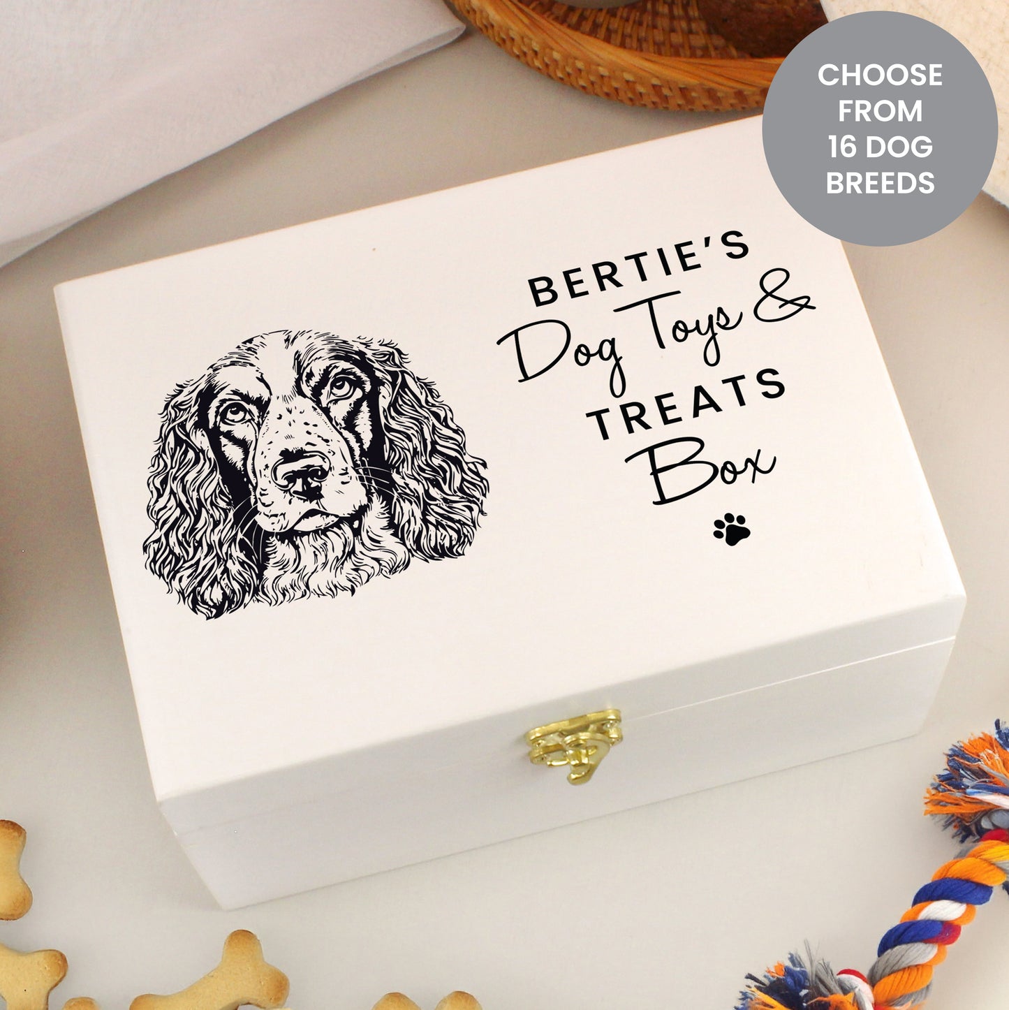 Personalised Dog Breed White Wooden Storage Box from Heartfelt Gifts
