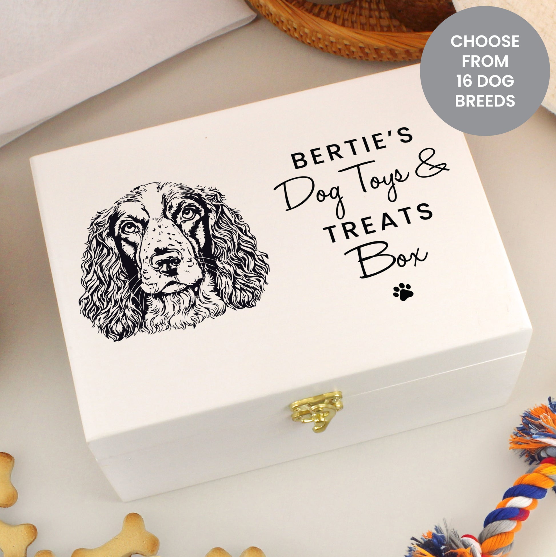 Personalised Dog Breed White Wooden Storage Box from Heartfelt Gifts
