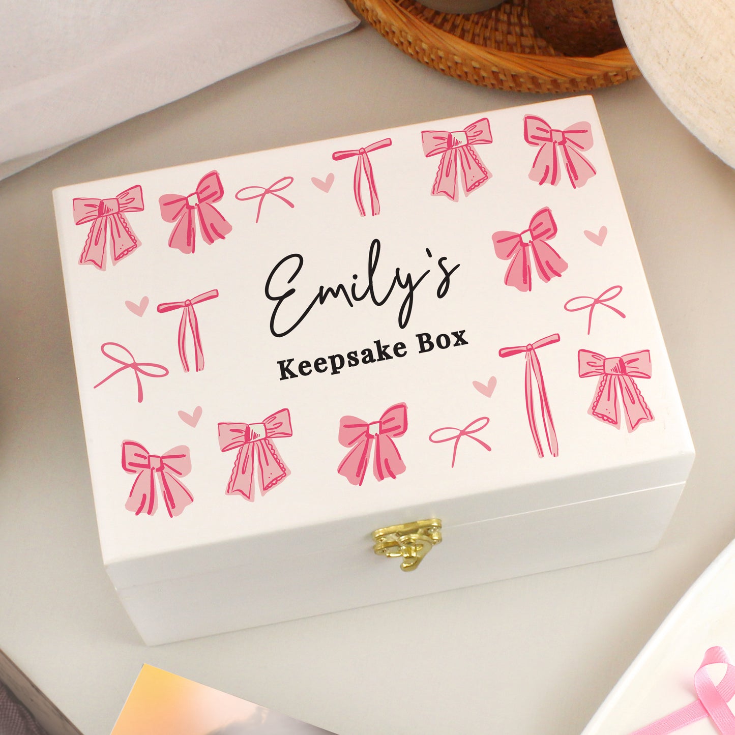 Personalised Bow Wooden Storage Box – Jewellery Keepsake Birthday Gift for Her - image 2