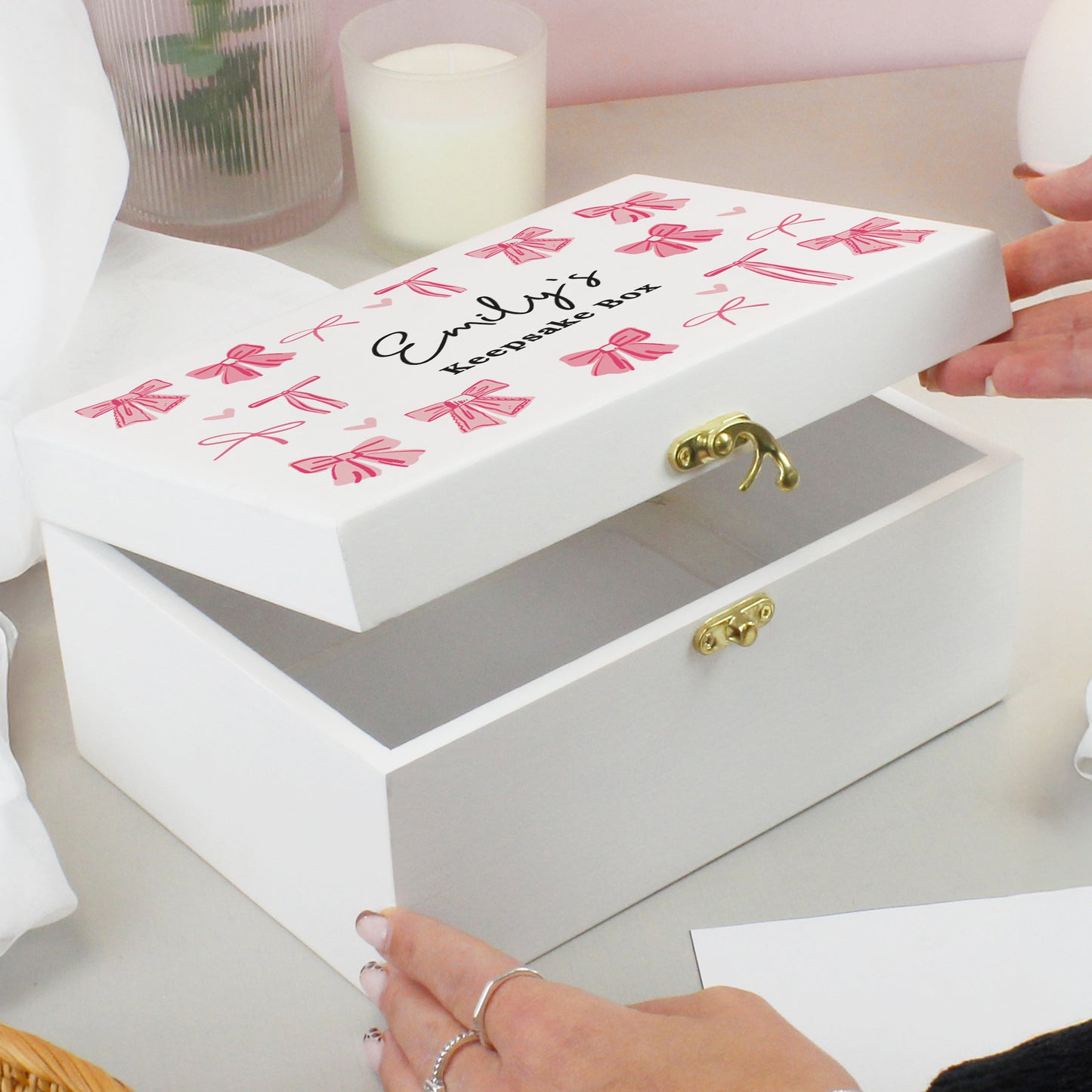 Personalised Bow Wooden Storage Box – Jewellery Keepsake Birthday Gift for Her - image 4