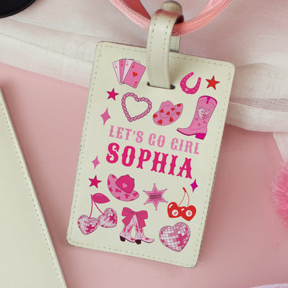 Two-line cowgirl passport holder with Western-inspired design