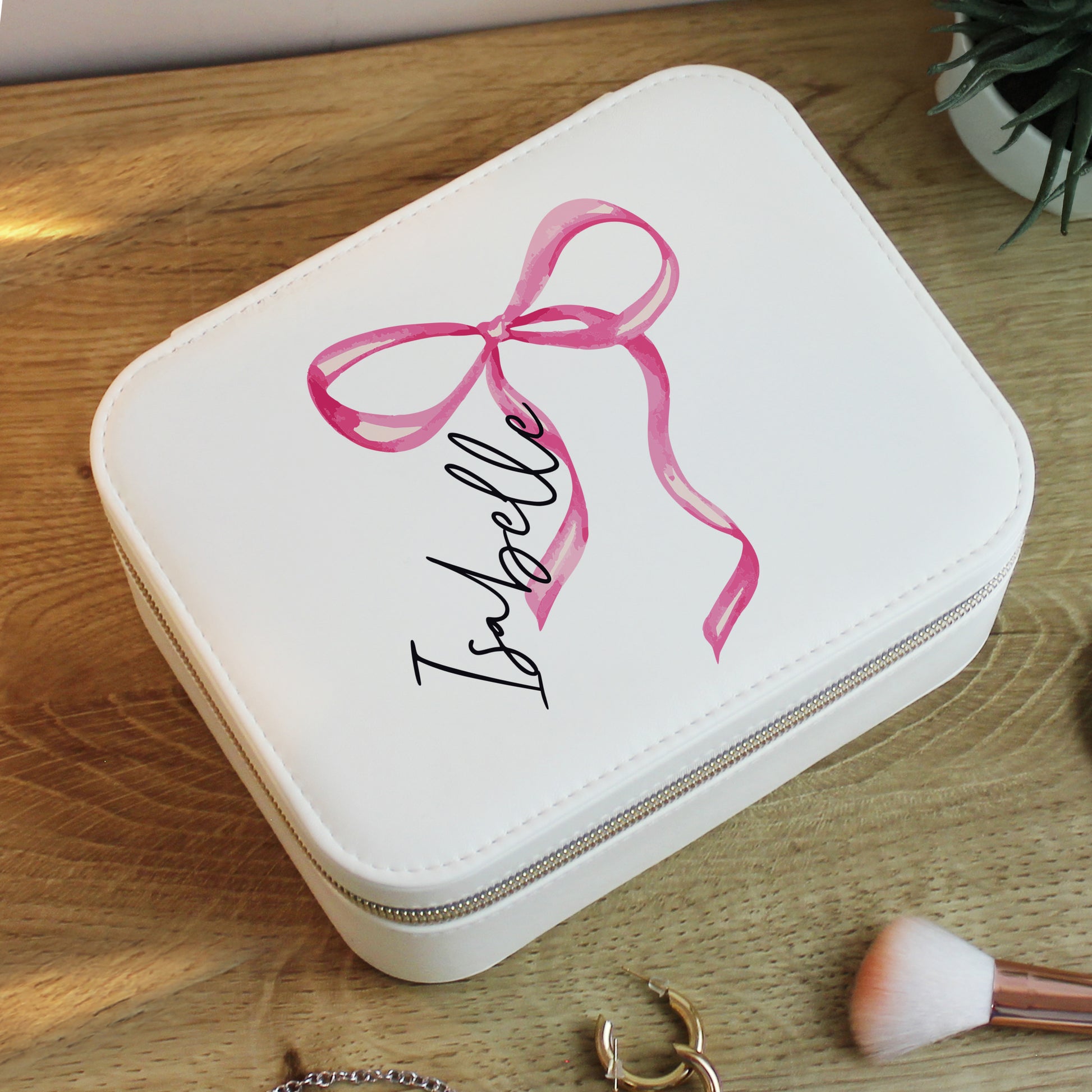 Personalised Bow Travel Jewellery Box – Birthday Valentine's Gift for Her - image 7