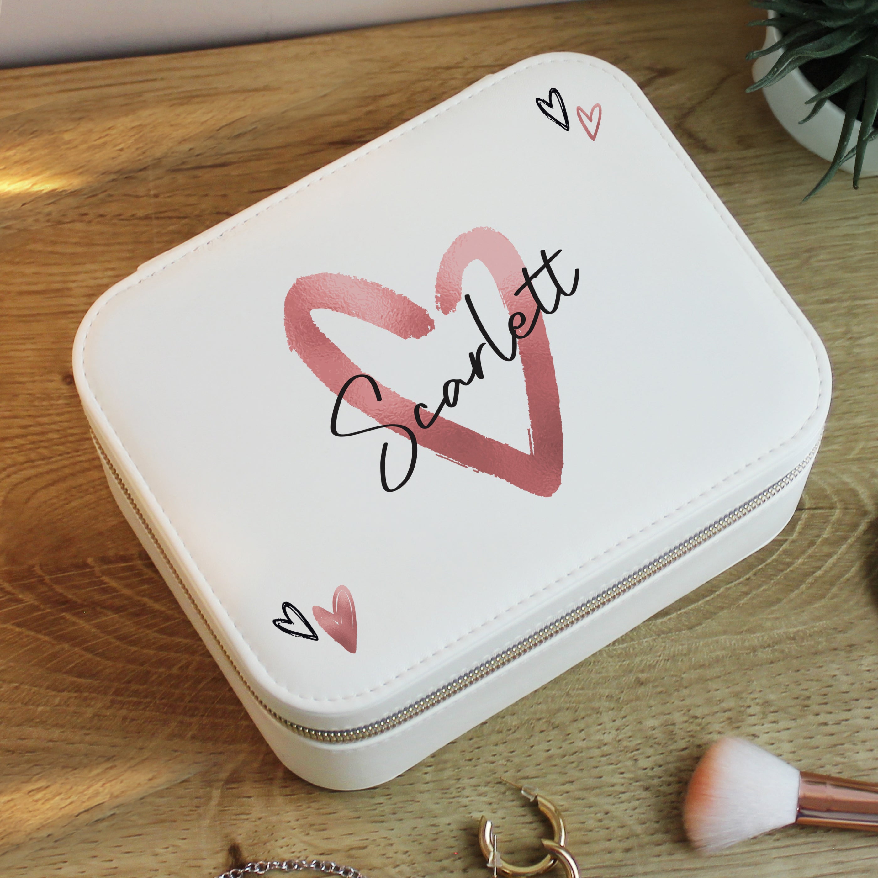Personalised Heart Travel Jewellery Box – Romantic Birthday Gift for Her