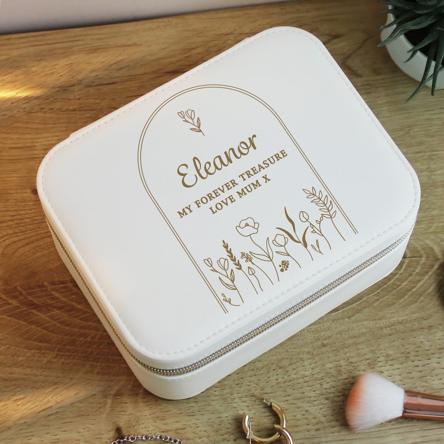 Personalised Floral Arch Travel Jewellery Box – Gold Design Birthday Gift for Her - image 6