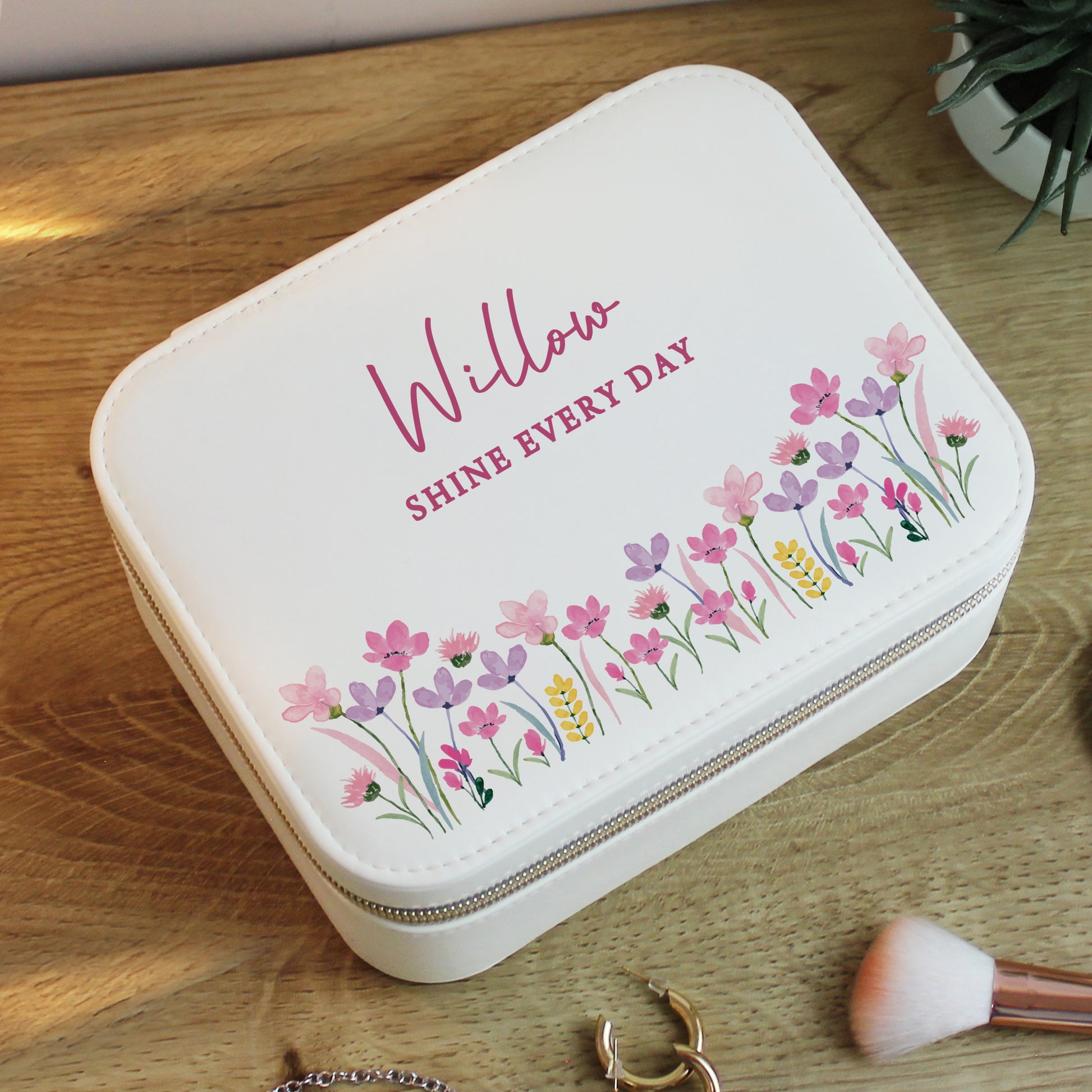 Personalised Floral Travel Jewellery Box – Birthday Gift for Her