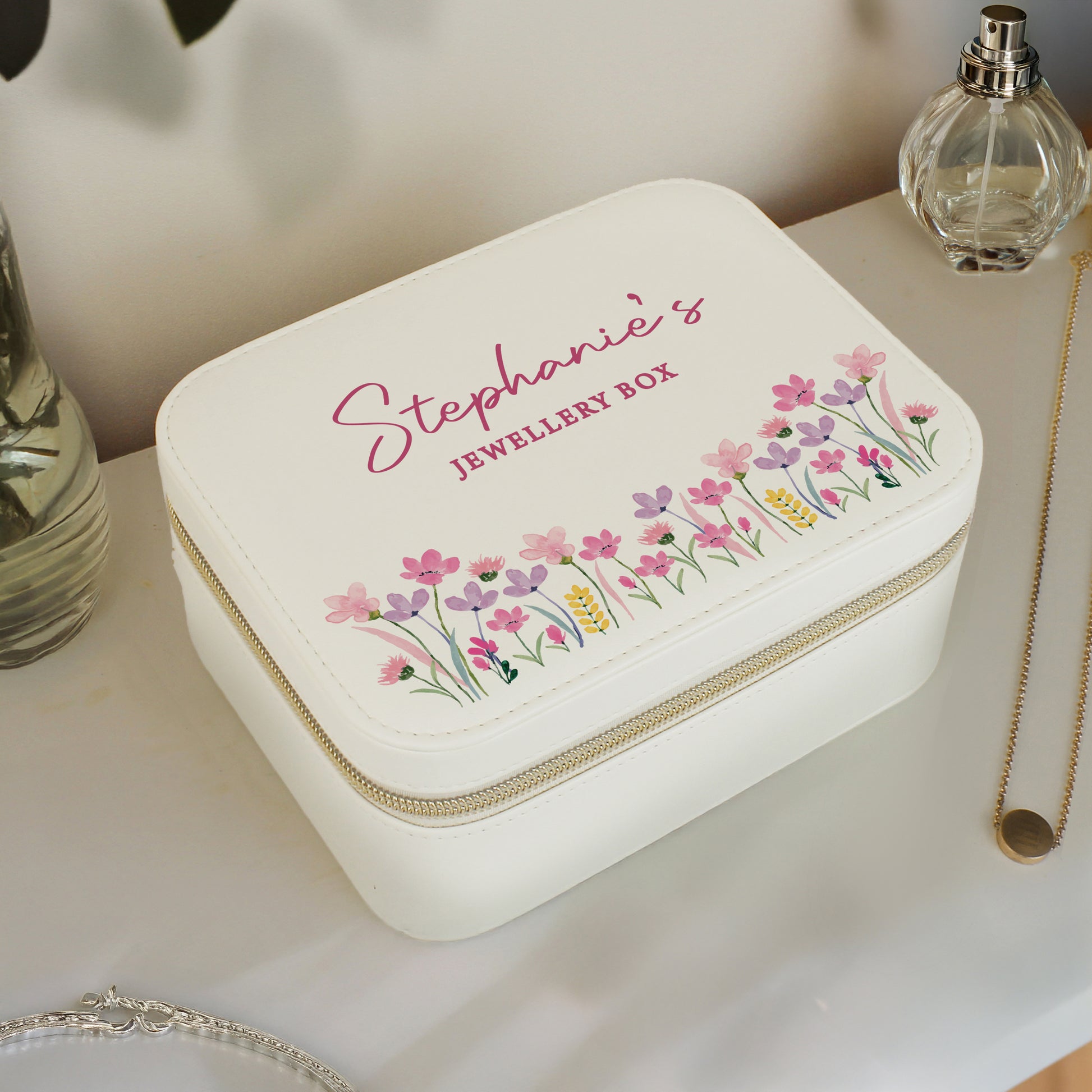 Personalised Floral Travel Jewellery Box – Birthday Gift for Her - image 2