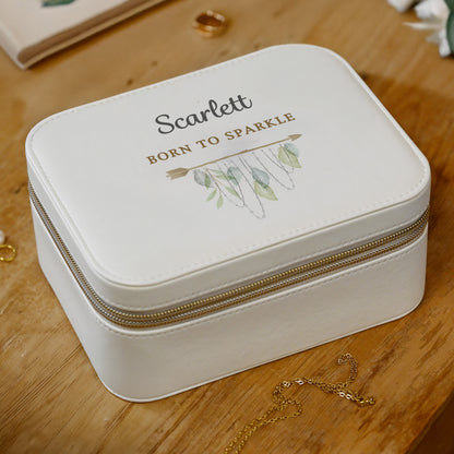 Personalised Botanical Travel Jewellery Box – Birthday Gift for Her