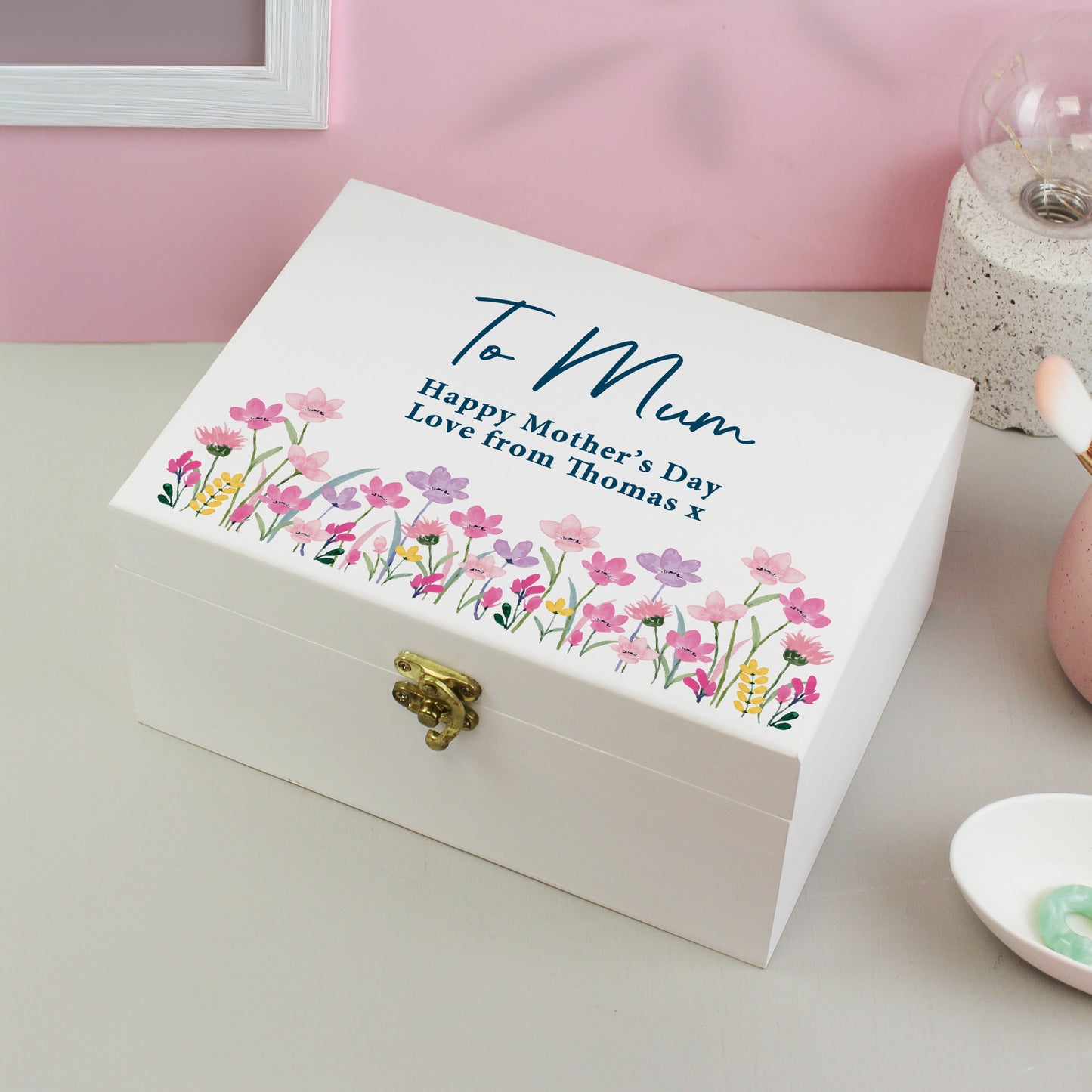 Personalised Floral Wooden Keepsake Box – Birthday Mother's Day Gift for Her - image 2