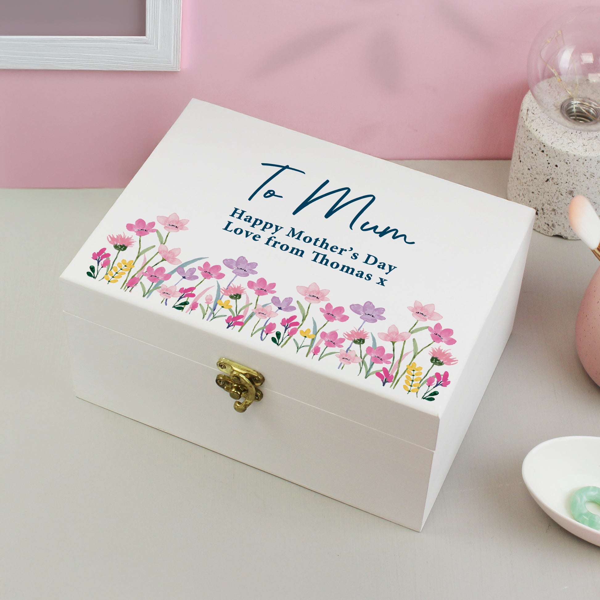 Personalised Floral Wooden Keepsake Box – Birthday Mother's Day Gift for Her - image 2