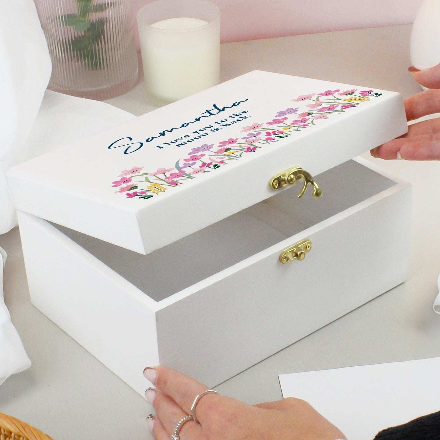 Personalised Floral Wooden Keepsake Box – Birthday Mother's Day Gift for Her - image 4