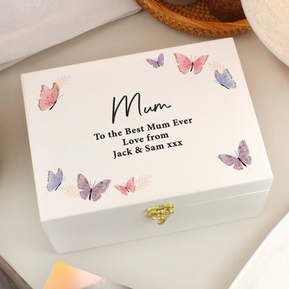 Personalised Butterfly Wooden Keepsake Box – Birthday Mother's Day Gift for Her
