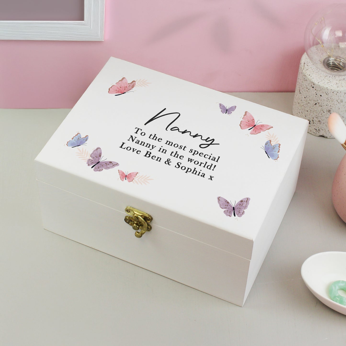 Personalised Butterfly Wooden Keepsake Box – Birthday Mother's Day Gift for Her - image 2
