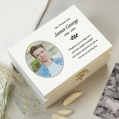 Personalised Photo Upload Memorial Keepsake Box – Bereavement Memorial Gift