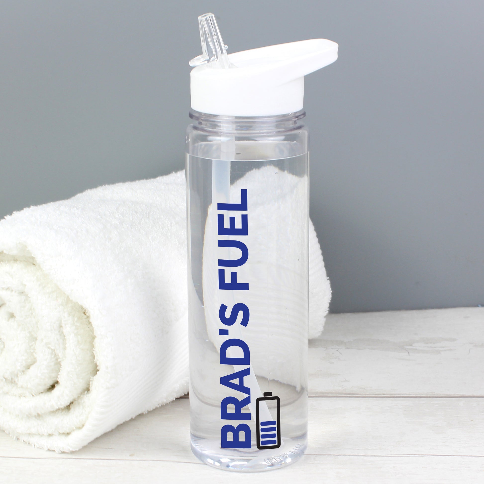 Personalised Blue Fuel Water Bottle from Heartfelt Gifts