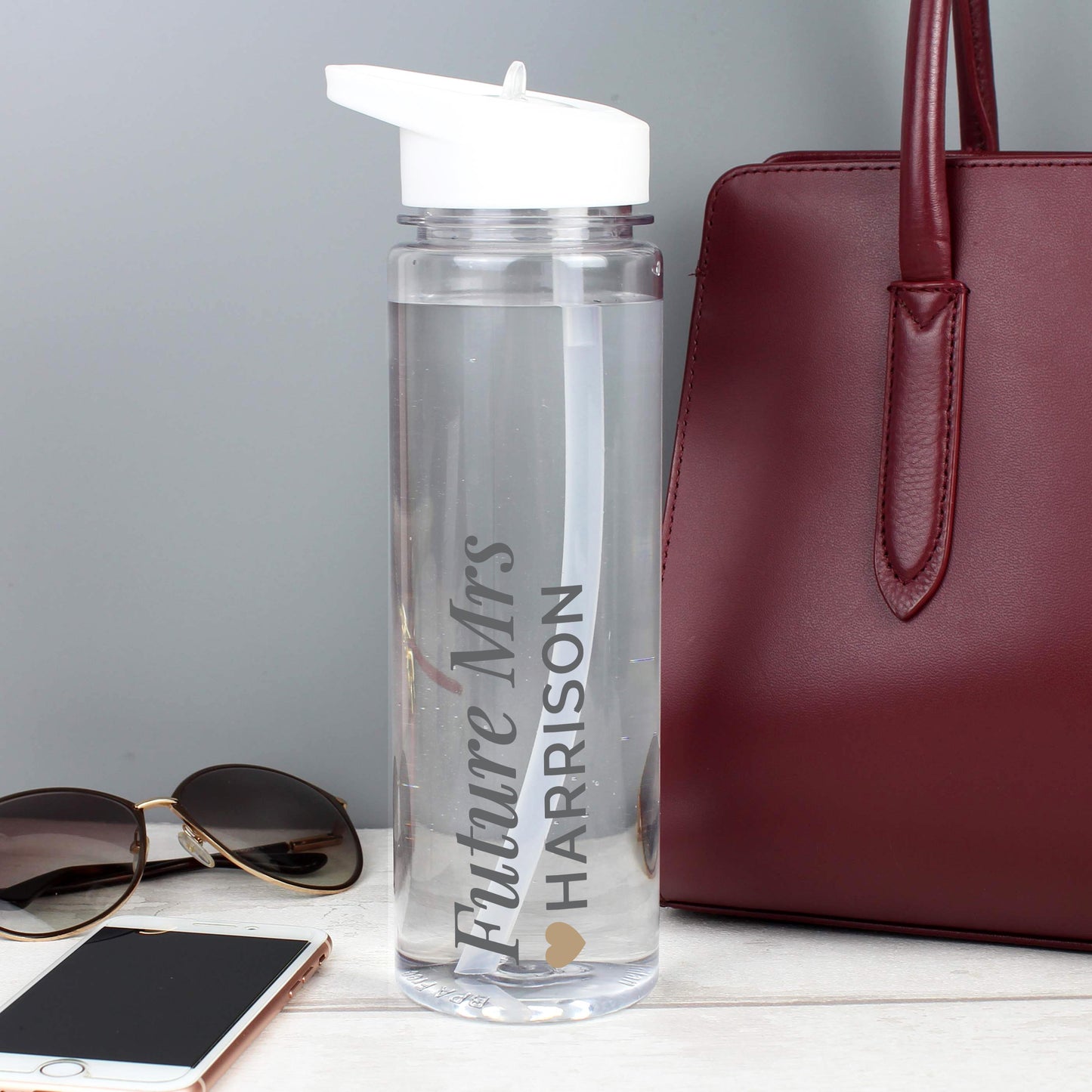 Personalised Gold Heart Water Bottle from Heartfelt Gifts
