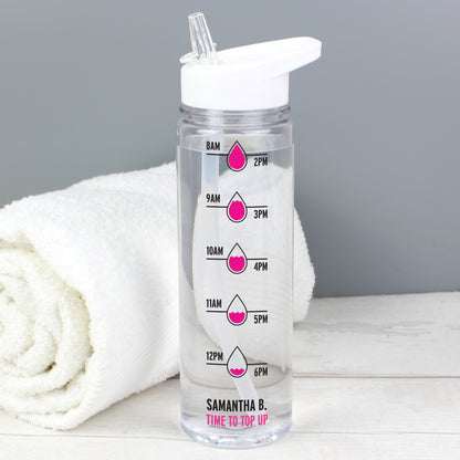 Personalised Pink Hydration Tracker Water Bottle from Heartfelt Gifts