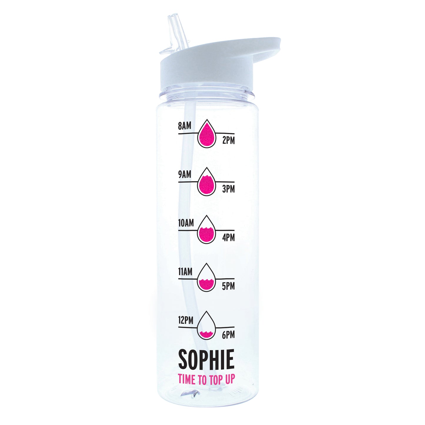 Personalised Pink Hydration Tracker Water Bottle - image 2
