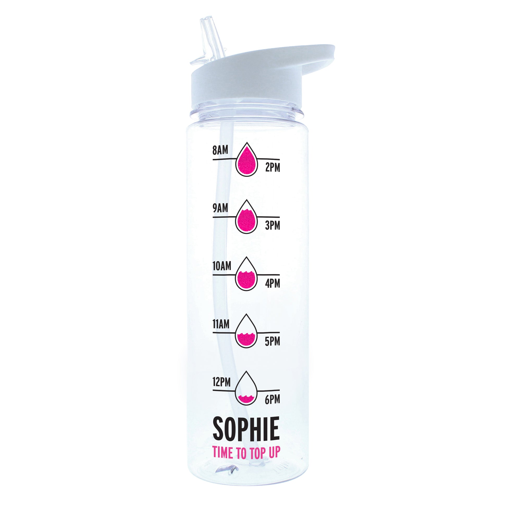 Personalised Pink Hydration Tracker Water Bottle - image 2