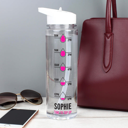 Personalised Pink Hydration Tracker Water Bottle - image 3